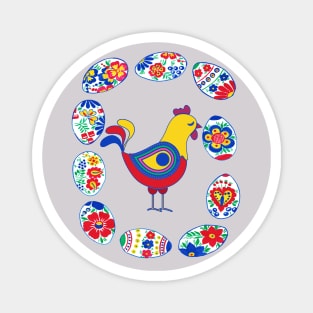 Easter eggs around rooster Magnet